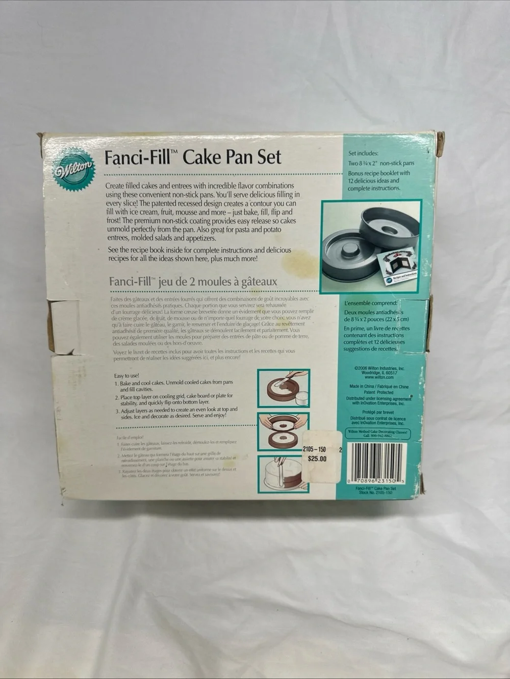 Wilton Fanci-Fill Cake Pan Set - White and Teal Packaging